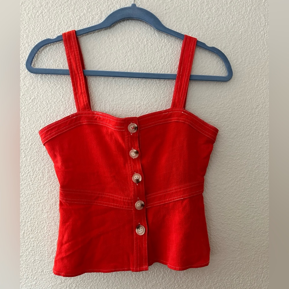 Harper’s Heritage Red Button Up Tank Top XXS